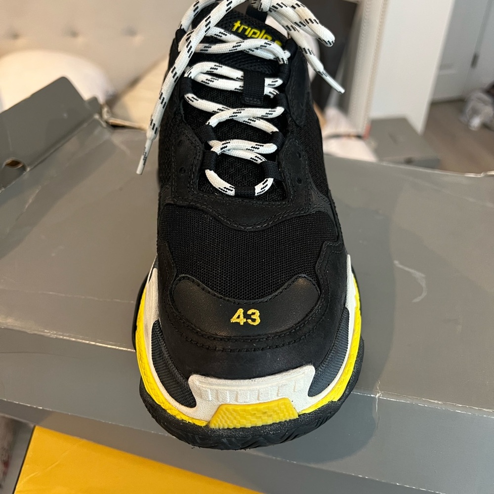 Balenciaga Black and Yellow Triple S Sneakers